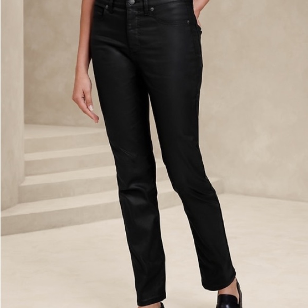 Metallic Coated Banana Republic Black Ankle Cropped Jeans